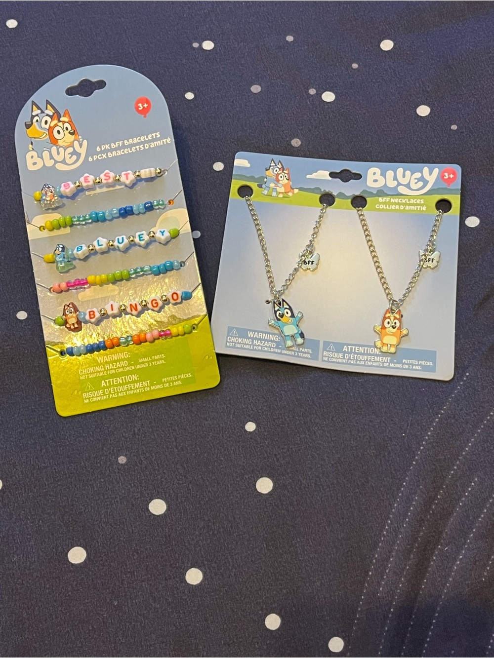 NWT Children's Place Bluey Bingo Bead Bracelets & Character Necklaces Bundle